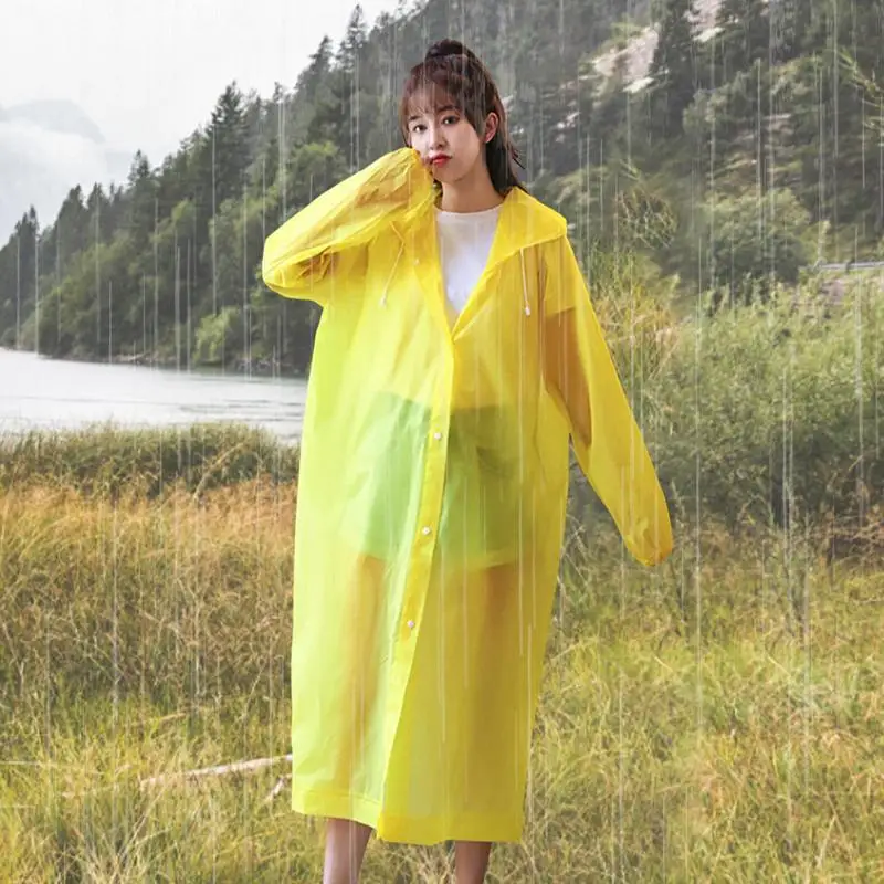 Hooded Rain Coat Eva Women Men Impermeable Thickened Waterproof Raincoat Tourism Outdoor Hiking Rain Poncho One-piece Raincoat