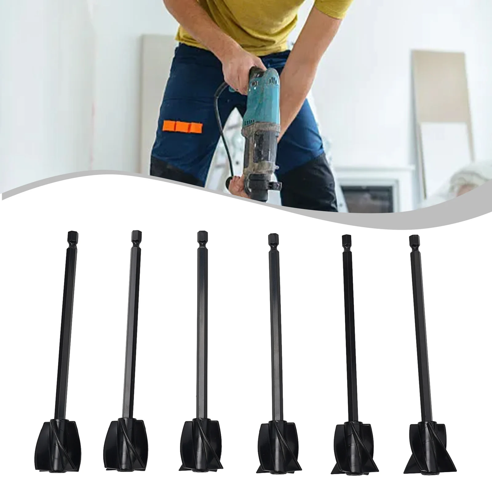 

Power Tools Drill Whisk 16.5*3.5cm Black Epoxy Mixer Four-leaf Spiral Mixer Attachment Resin Stirrer 6PCS Practical