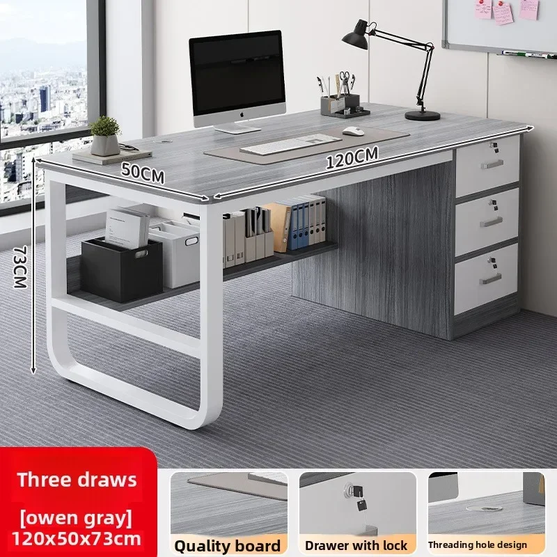 Computer Desk Desktop Simple Single with Drawer Lock Desk Modern Office Staff Desk premium