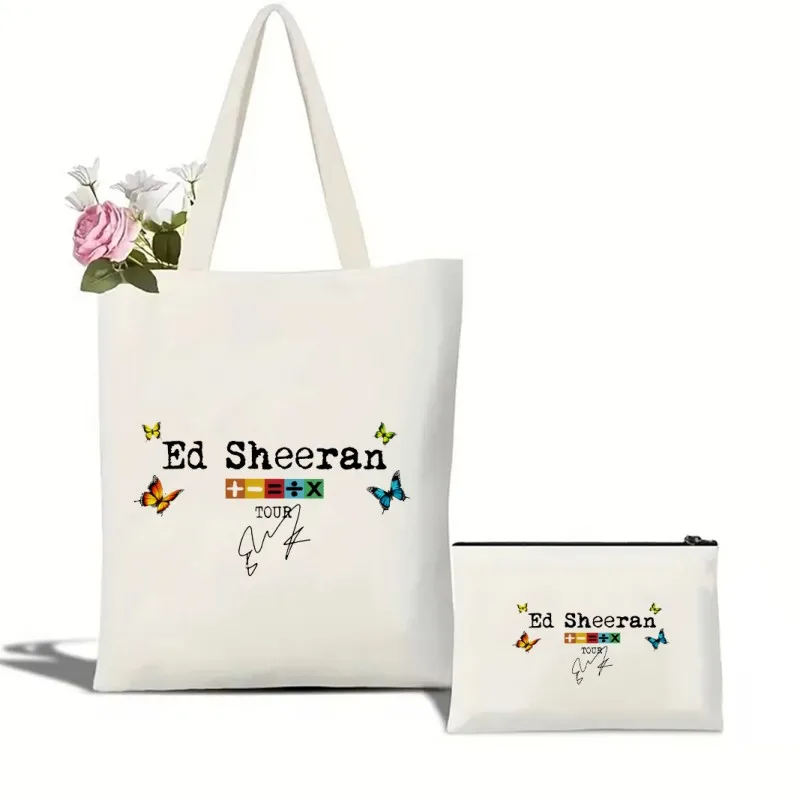 

Ed Sheeran Tour Print Tote Bag Canvas Large Capacity Shoulder Bag Handbag Cosmetic Bag Eco Capacity Travel Shopping Bag