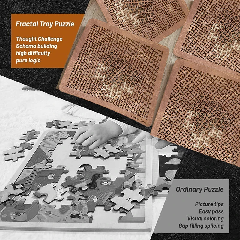 

Complex Fractal Tray Puzzles, Odd Shaped Wooden Jigsaw, Difficult Twisty Labyrinth Endeavor