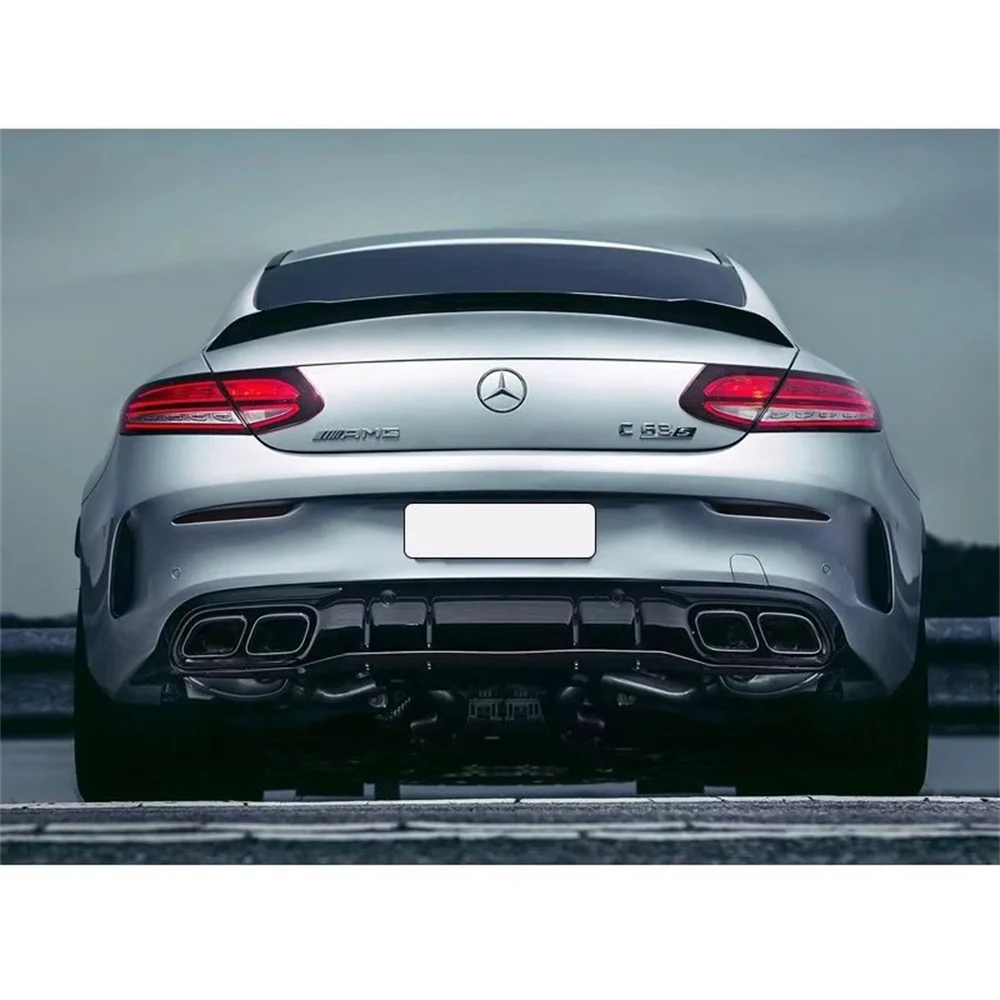 For 2015-2021 Mercedes Benz C-Class Coupe modified with AMG C43/C63 rear lip four out tailpipe exhaust pipe