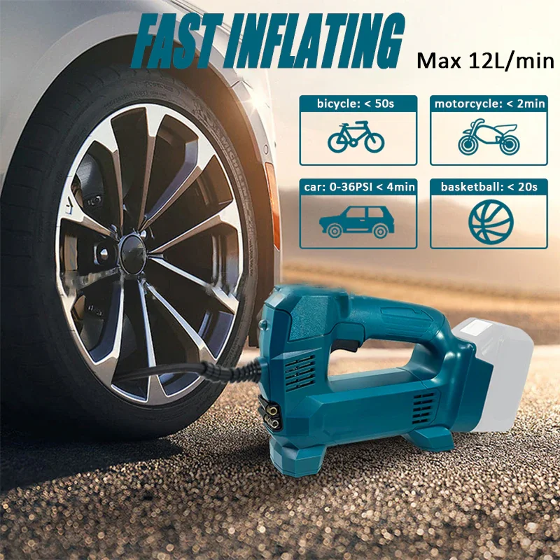 Portable Electric Air Pump Car Tire Electric Inflator Air Compressor Inflatable Pump With Digital Display For Makita 18V Battery