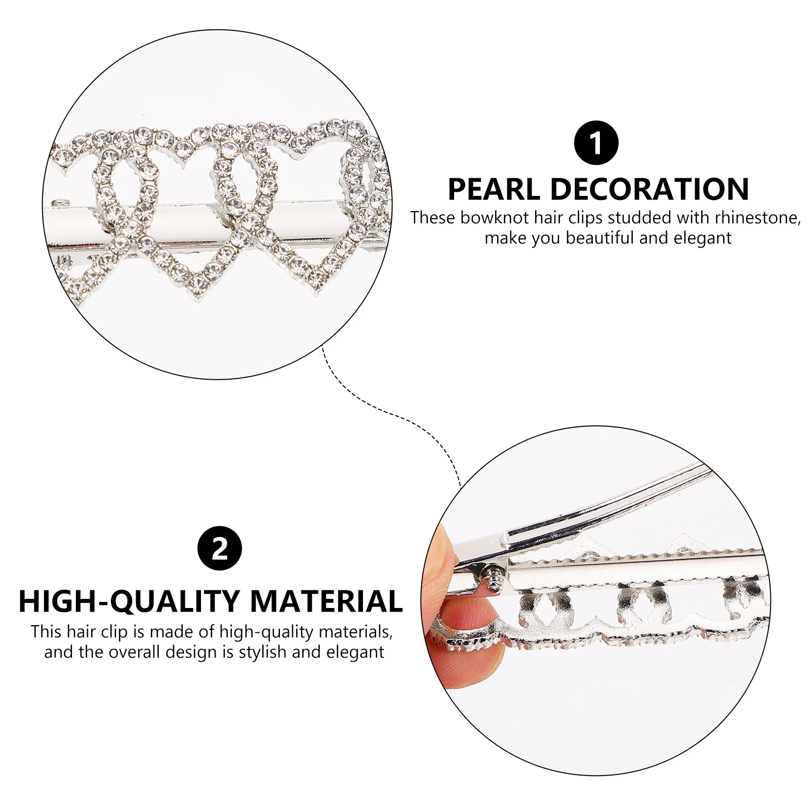 

2pcs Heart Hair Clips Rhinestone Decorated Alloy Elegant Romantic Wedding Dating Banquet Proms Hairpins Accessories