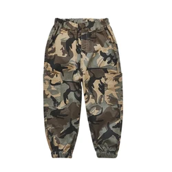 5028  loose  Kids Boys Casual Pockets Side Elastic Waist Camo Sports Pants Clothes