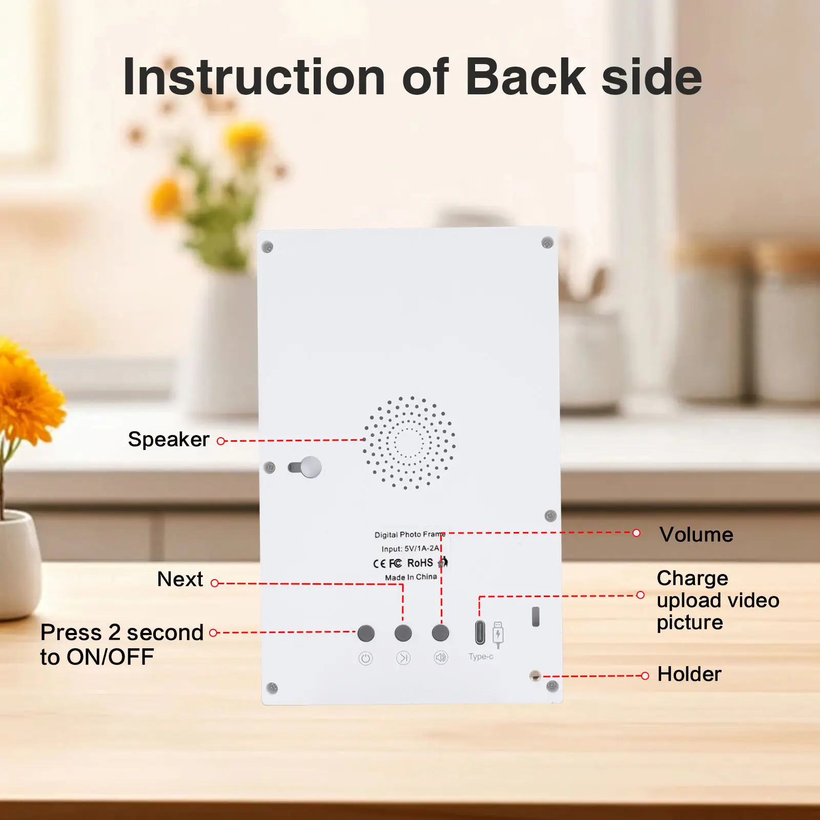إطارات صور إلكترونية 7 بوصة 2000 مللي أمبير في الساعة لتشغيل الصور والفيديو إطارات صور رقمية WIFI P2P هدية عمل للمكتب