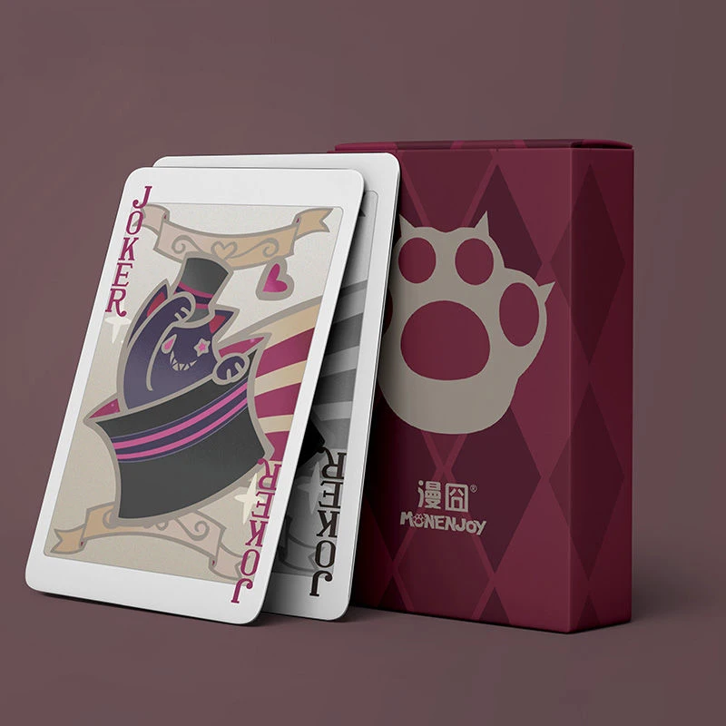 54 teile/satz Spiel Auswirkungen Lyney Lynette Poker Karten Spielzeug Magier Hut Katze Cosplay Requisiten Spielkarten mit Box Sammlung Geschenke