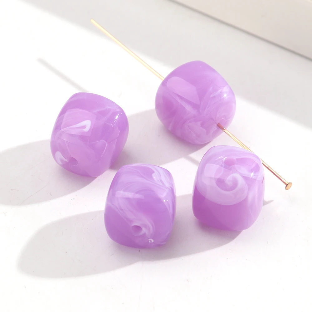 10 stks Marmer Kleur Acryl 16x17mm Vierkante Kubus Vorm Losse Spacer Kralen voor DIY Sieraden Armband Ketting Oorbellen Accessoires