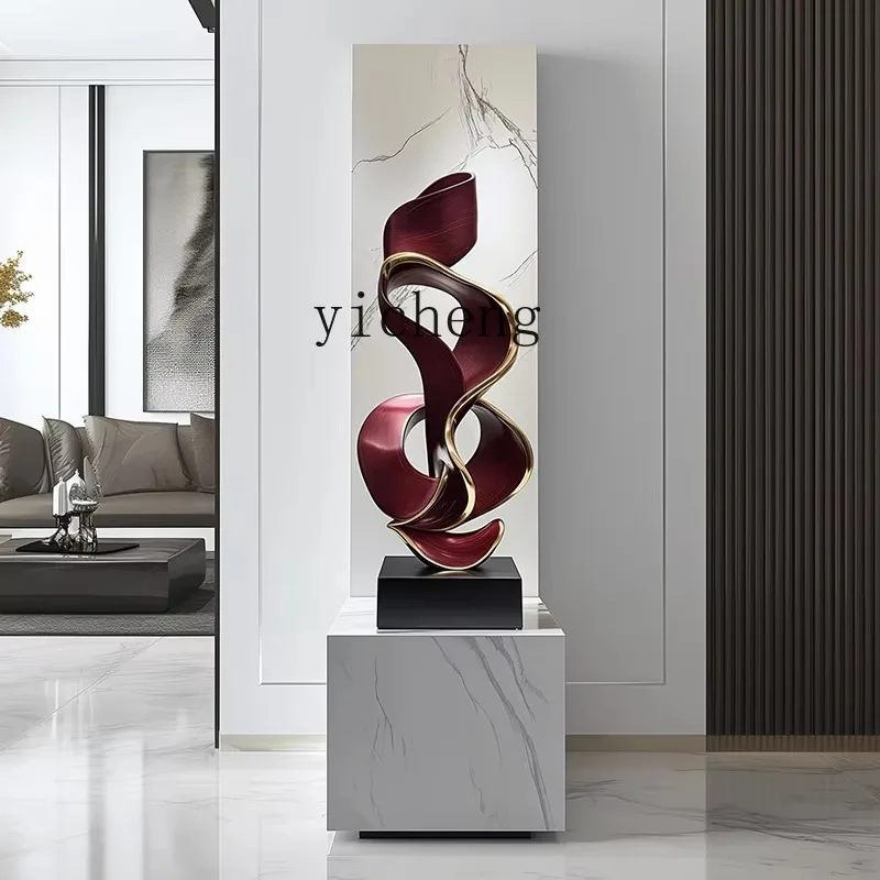 BJ-27 light luxury hotel lobby sales office decorative large ornament abstract solid wood sculpture artwork
