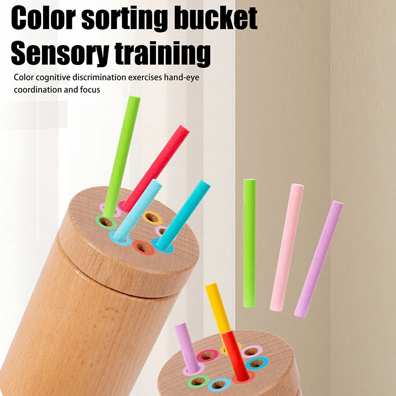 

Wooden Learning Color Sorting Toys Motor Sensory Developmental Matching Games Board Toys