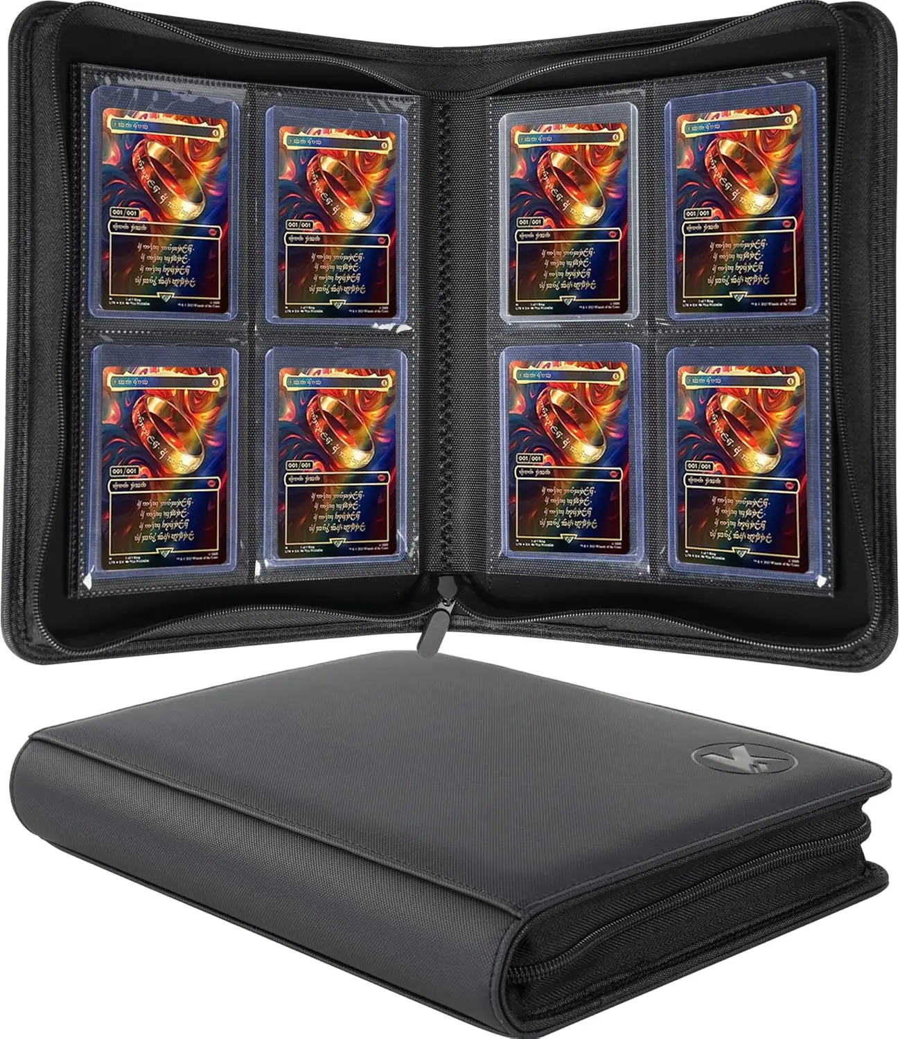 

Top Loader Binder Holds 128+ Cards, 4 Pocket Trading Card Storage Case, Double-Sided Pages for 3x4 Toploaders