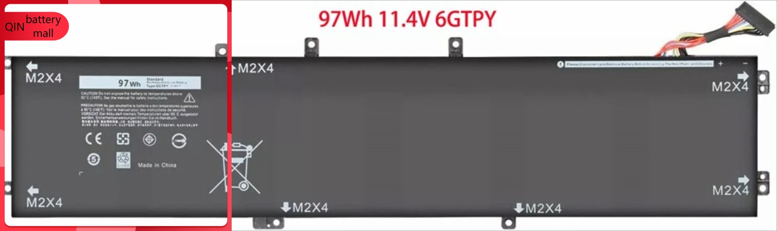 

Lot of 2 97Wh Battery 6GTPY for Dell Precision 5540 5530 5520 XYCW0 451-BCGF