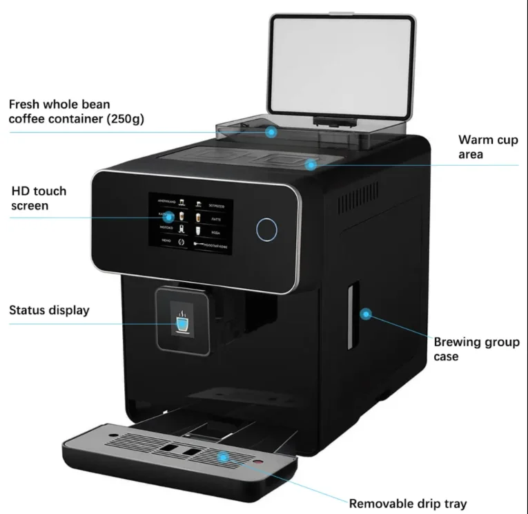 Nieuw ontwerp digitaal touchscreen slimme commerciële volautomatische espresso cappuccino koffiezetapparaat makers