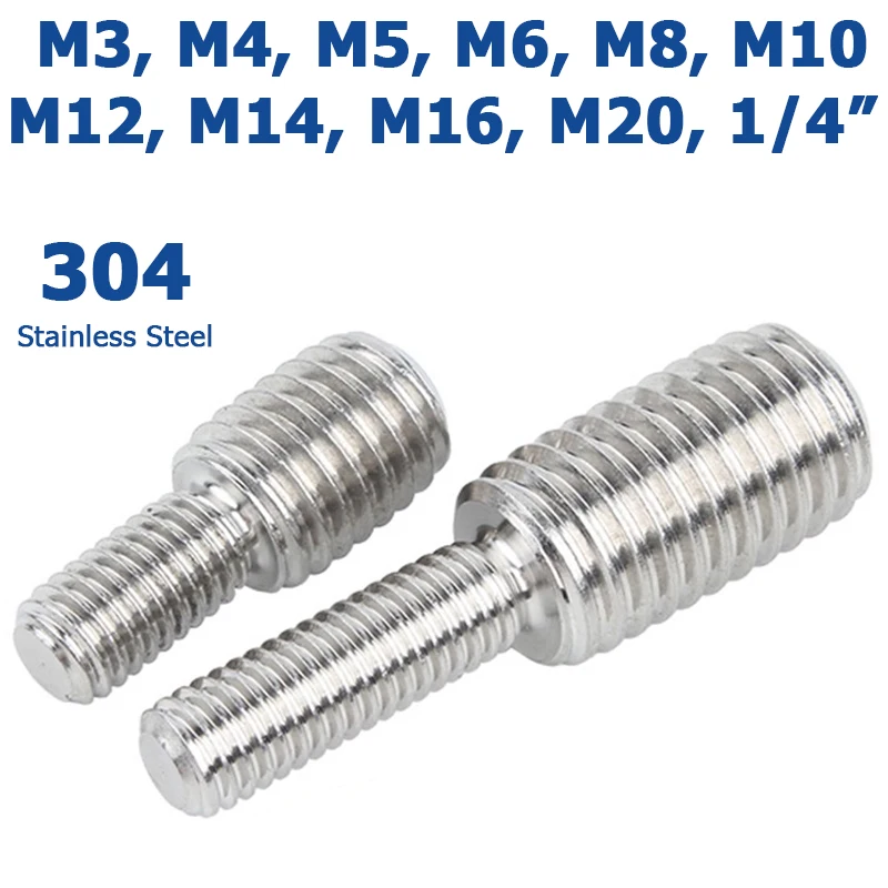 M3 M4 M5 M6 M8 M10 M12 M14M16M20 Thread Adapter Screw Male to Male Double Head Reducing Conversion Transfer Bolt Stainless Steel