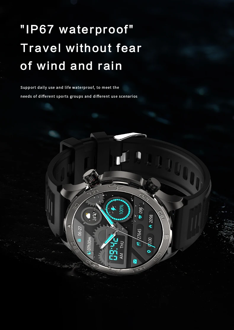 GT4 Pro + สมาร์ทวอท์ชสำหรับผู้ชาย1.6นิ้วหน้าจอใหญ่โทรผ่านบลูทูธ NFC เข็มทิศ GT4Pro อัตราการเต้นของหัวใจบวกสายรัดข้อมือฟิตเนสใส่เล่นกีฬา