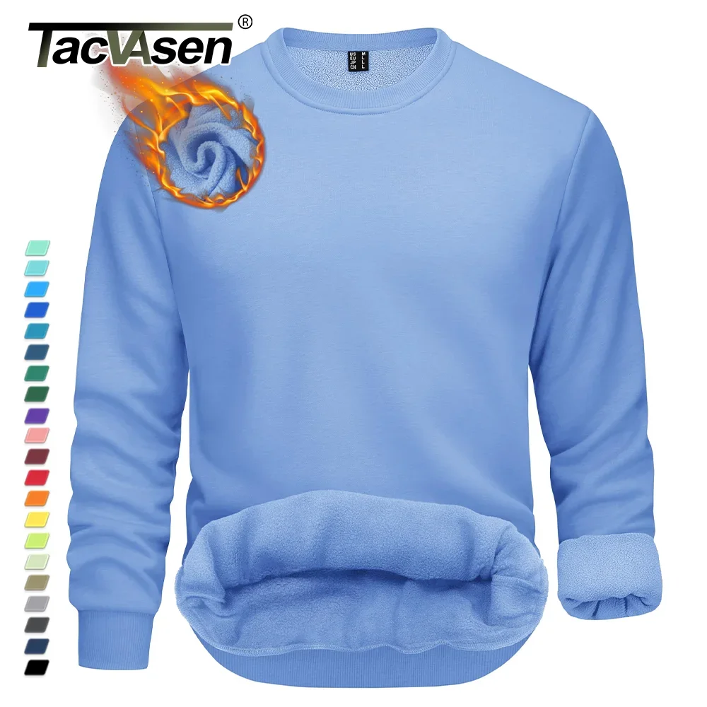 TACVASEN Thermal Fleece Sweatshirts Mens Casual Crewneck Sweatshirt Autumn Winter Warm Hoodie Workout Athletic Pullover Tops