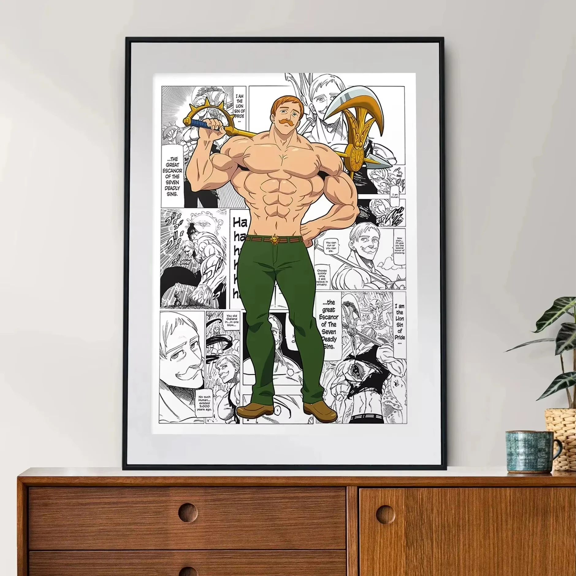 اليابان أنيمي الشكل الخطايا السبع المميتة المشارك أبيض وأسود خمر بان/الملك قماش طباعة جدار الفن ديكور غرفة Kawaii المنزل