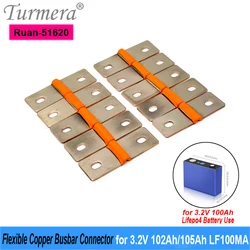 Turmera 12V Lifepo4 Battery Flexible Busbar Copper Connecter Hole to Hole 51mm 2mm 400A Use in 3.2V 100Ah EVE LF100MA LF100LA