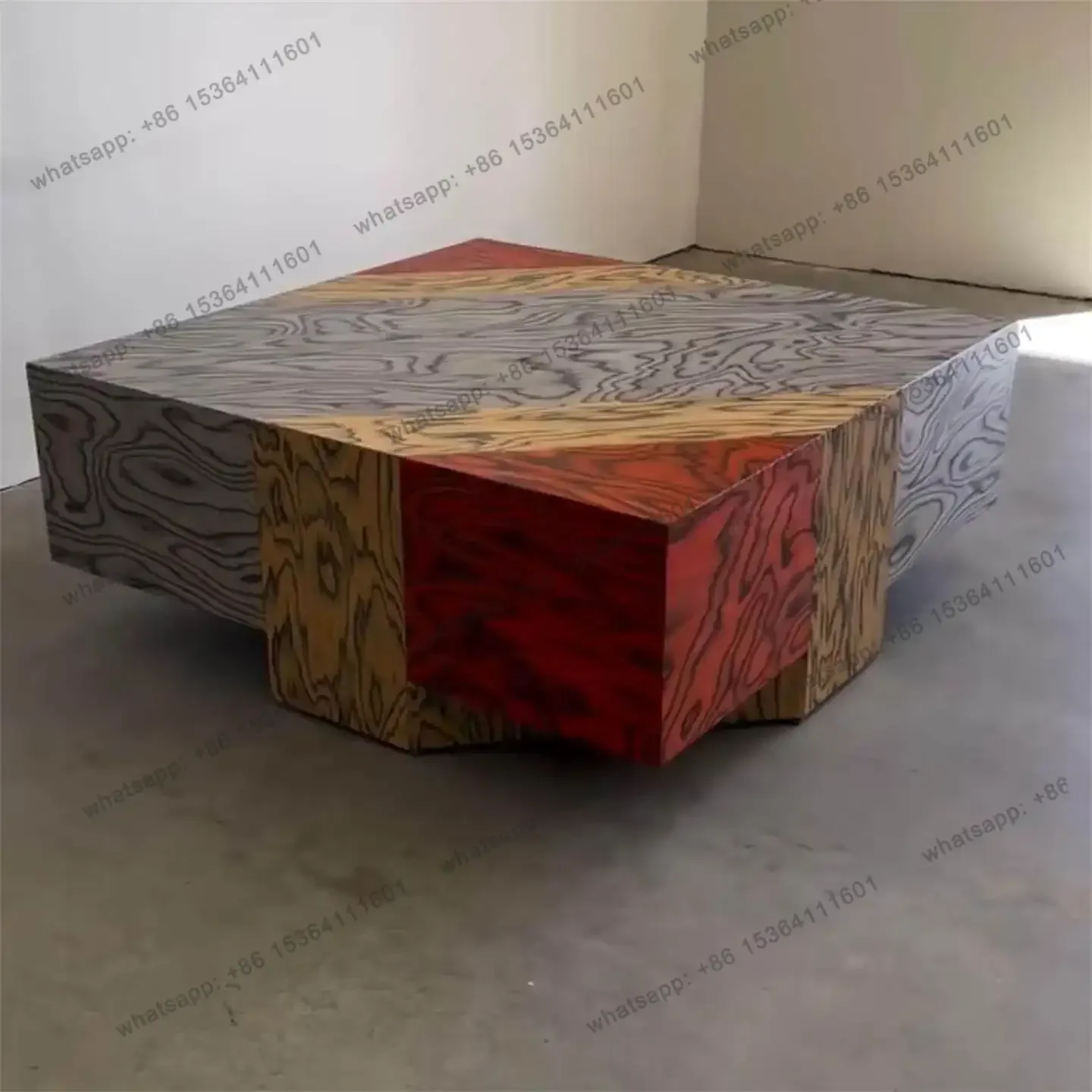 YJ  Italian minimalist natural wood grain coffee table modern light luxury designer square living room designer