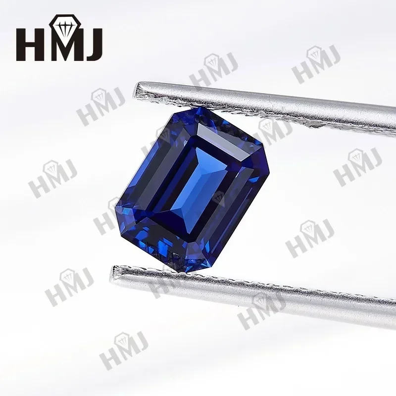 Lab Grown Sapphire Brilliant Emerald Shape Top Quality Royal Blue Stone for Charms Diy Jewelry Making Selectable