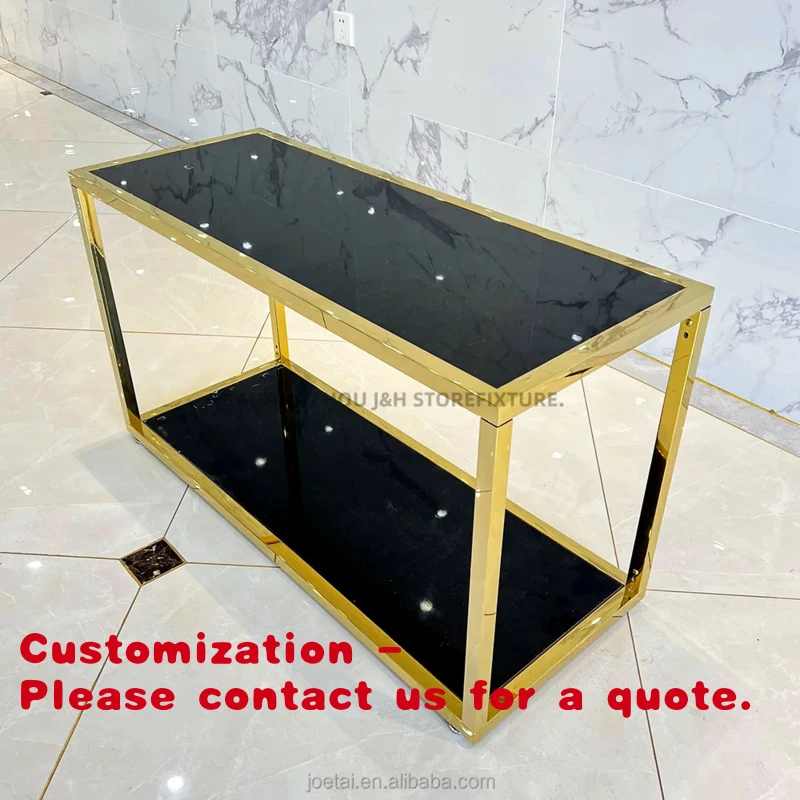 custom.Stainless Steel Clothing Shop Showcase Table  2 Layers Commercial Furniture Settings  Flower Store Bag Flow Tables