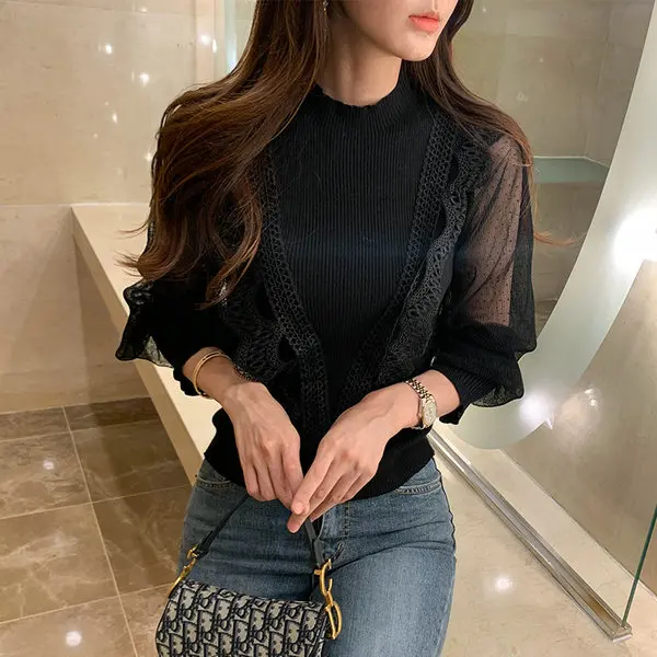 

Solowen Winter Long Sve round Ne Slim Fit Knitted Sweater Me Paneling Overhead Sle Regular Thin Pure Color Comm...