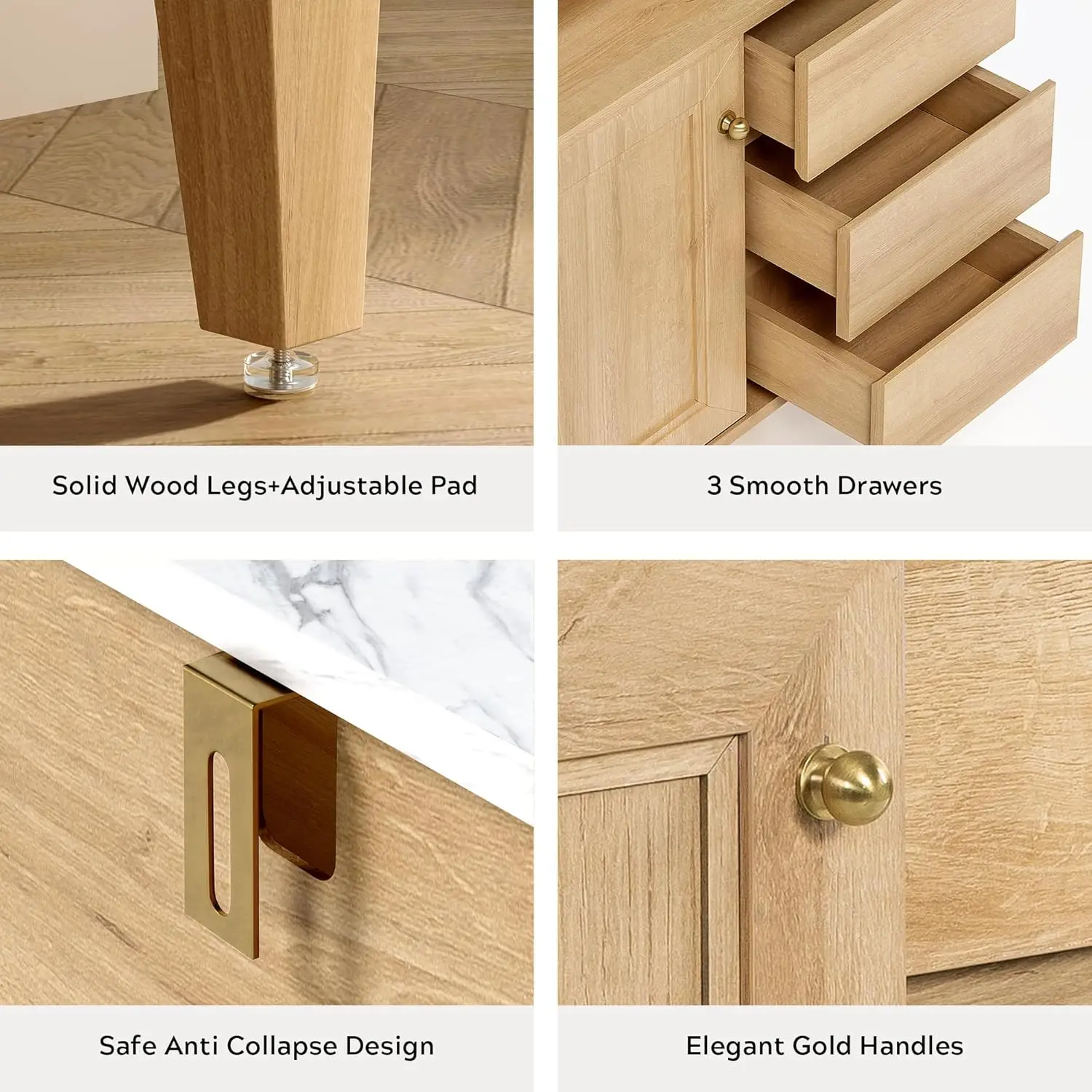 Armoire de rangement au sol avec compartiment ouvert, armoire autoportante, ensemble de 2 avec 3 portes coulissantes