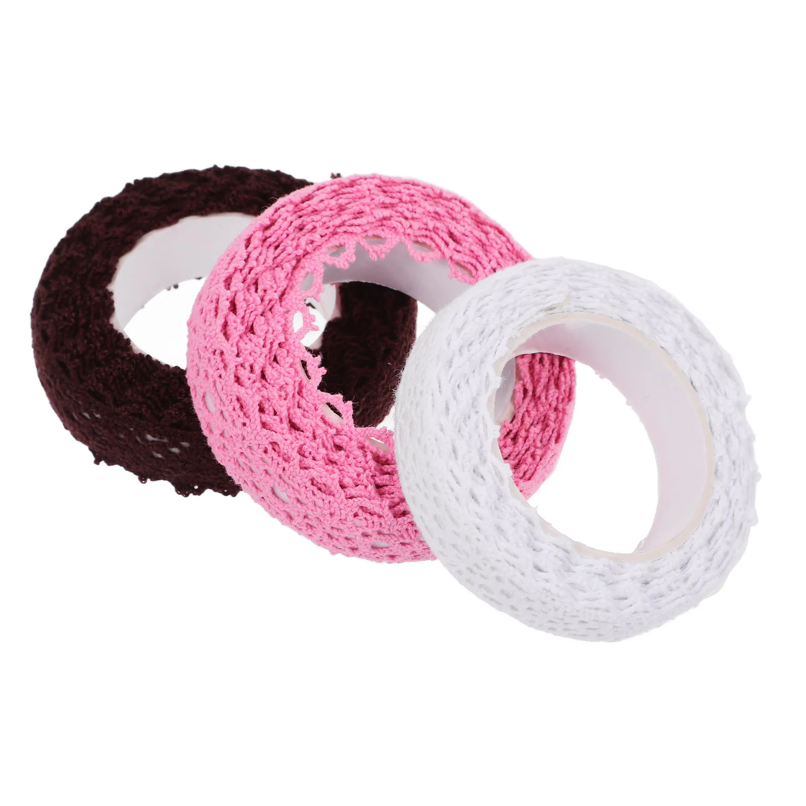 

3pcs Lace Tape Cotton Thread Double-sided Adhesive Scrapbooking Crafts Decorative Photo Album Tapes Hand Crafting