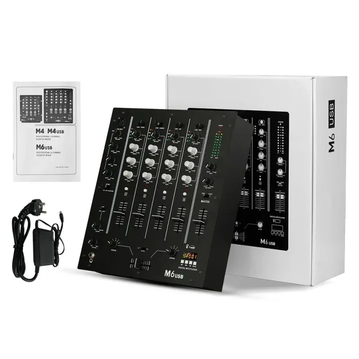 خلاط USB ذو 4 قنوات DJ شريط المسرح المباشر KTV DJ خلاط خلاط أداء مباشر للخدش