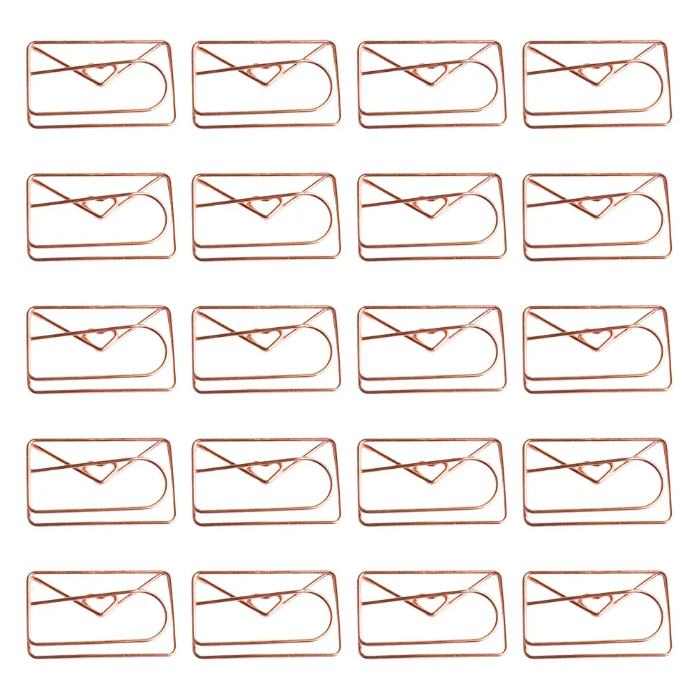 

20 Pcs Shaped Envelope Paper Clips Rose Gold Portable Envelope Paperclips Bookmarks Office Supplies Stationery