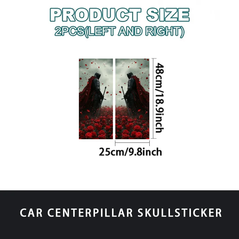 2 Armored Men's Car Stickers Standing in a Field of Red Roses - Wmanterproof Self-Adhesive Sfimantch Pdotectiof Vehicle