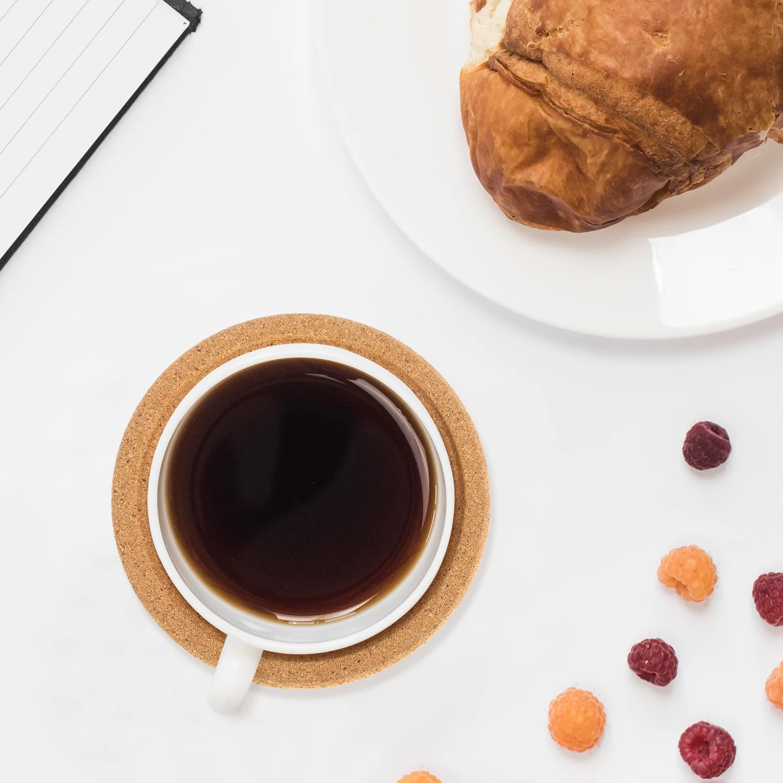 

12Pcs Wooden Tone Cork Coasters 10Cm Round Thicken Absorbent Mats for Cup Glass Mug Protection Ideal for Home Office Decor