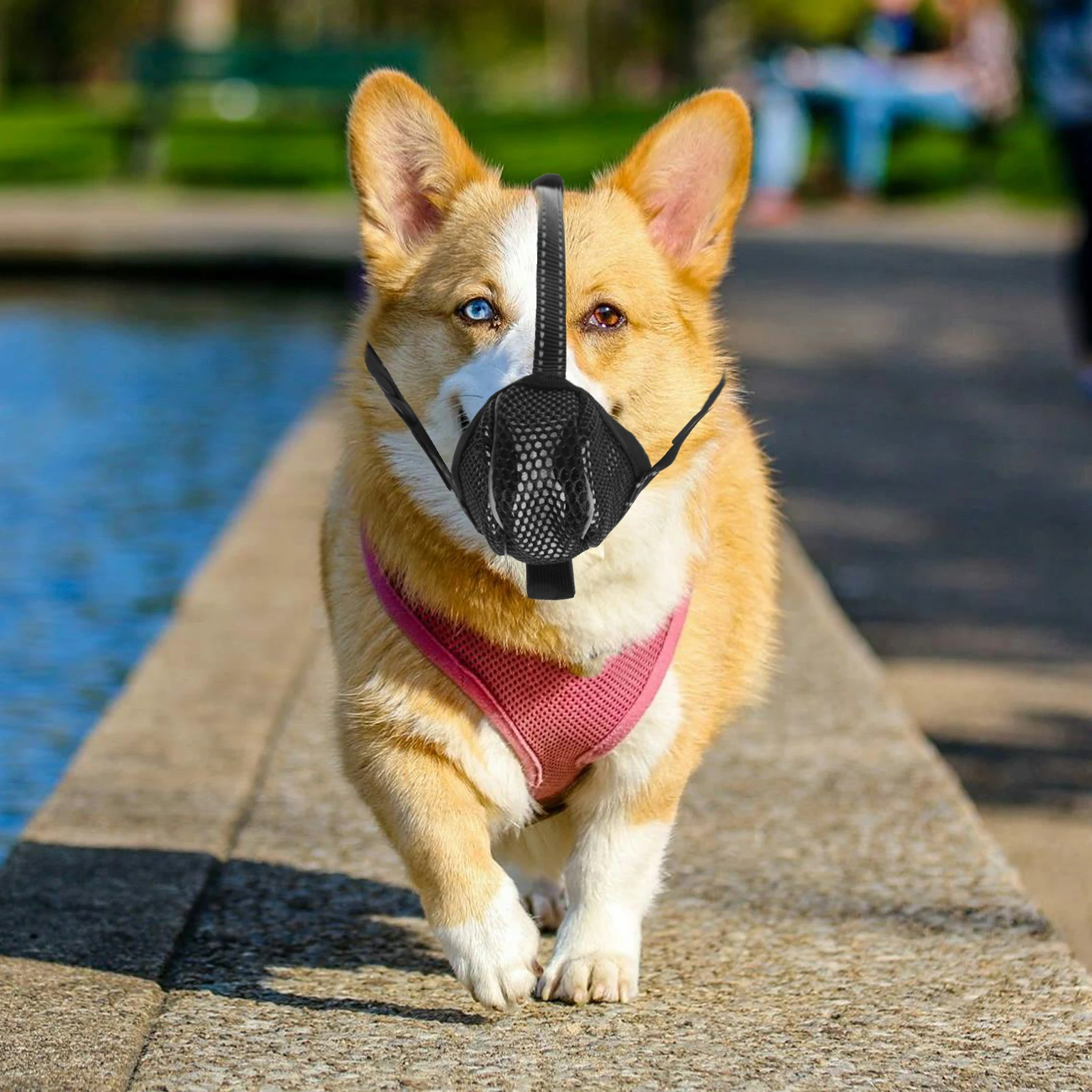 

Dog Muzzle Large Breathable Soft Mesh Adjustable Pet Face Mask for Dogs XL Bite Cover Mouth Safety Cover Puppy