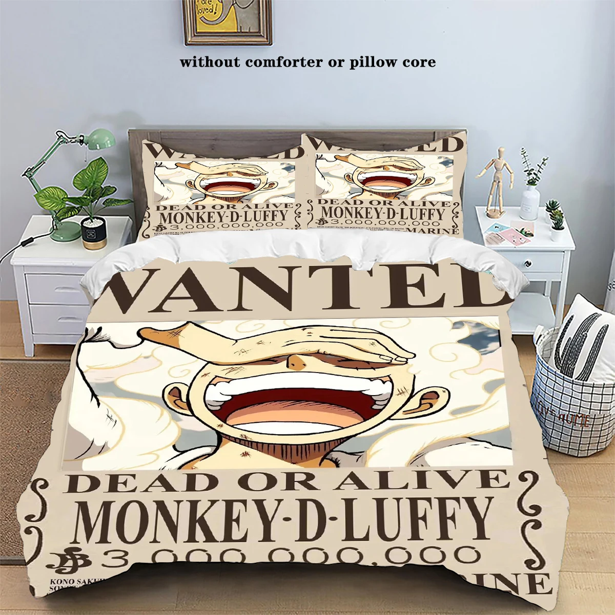 Anime One Piece Bounty Printed Bedding Set Luffy Pillowcase Duvet Cover three Piece Set Children Adults Full-Size Customizable