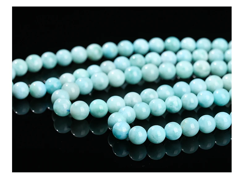 3A Natürliche Dominica-Larimar-Steinperle, glatt, rund, lose Distanzperle, Meeres-Edelstein für Schmuckherstellung, DIY-Armband-Zubehör – Detail 7