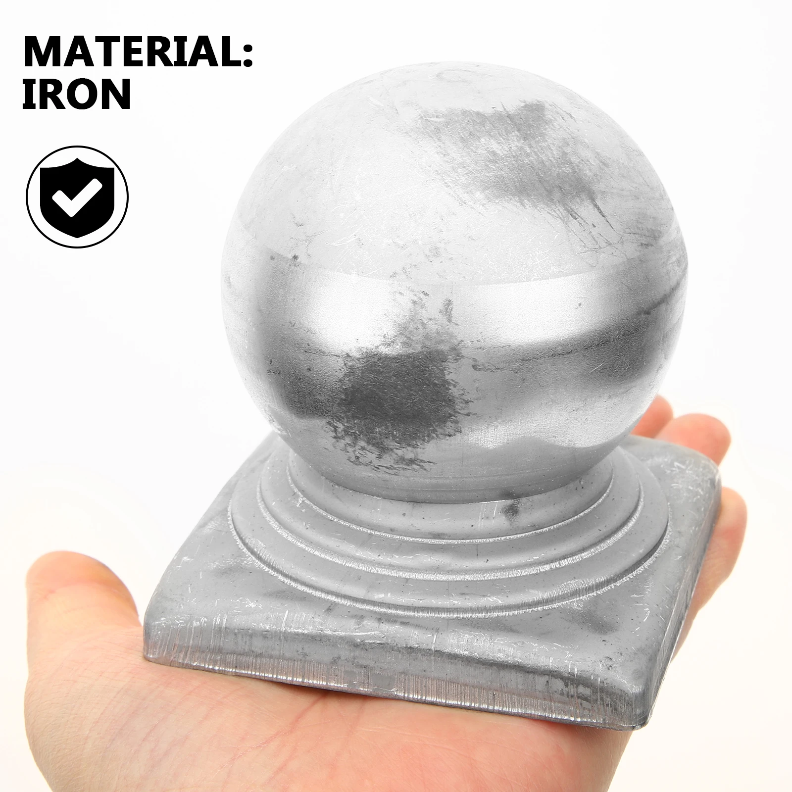 

4 Pcs Fence Post Caps Metal Iron Covers Ball Shape Durable Easy Install Guardrail Parts Solar Powered Lights Accessories