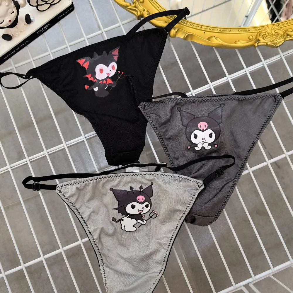 Kawaii Kuromi Sanrio Women Underwear Panties Fashion Y2k Ladies Ice Silk Sexy Anime Printed Briefs Female Soft Lingerie Gifts