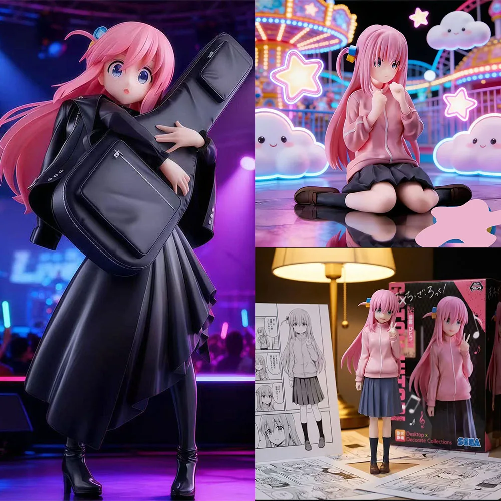 Figura de Anime Bocchi the Rock, Boneca de Ação Estilo 2D Bishoujo, Modelo Colecionável para Exibição em Mesa, Brinquedo Artístico Moderno, Presente