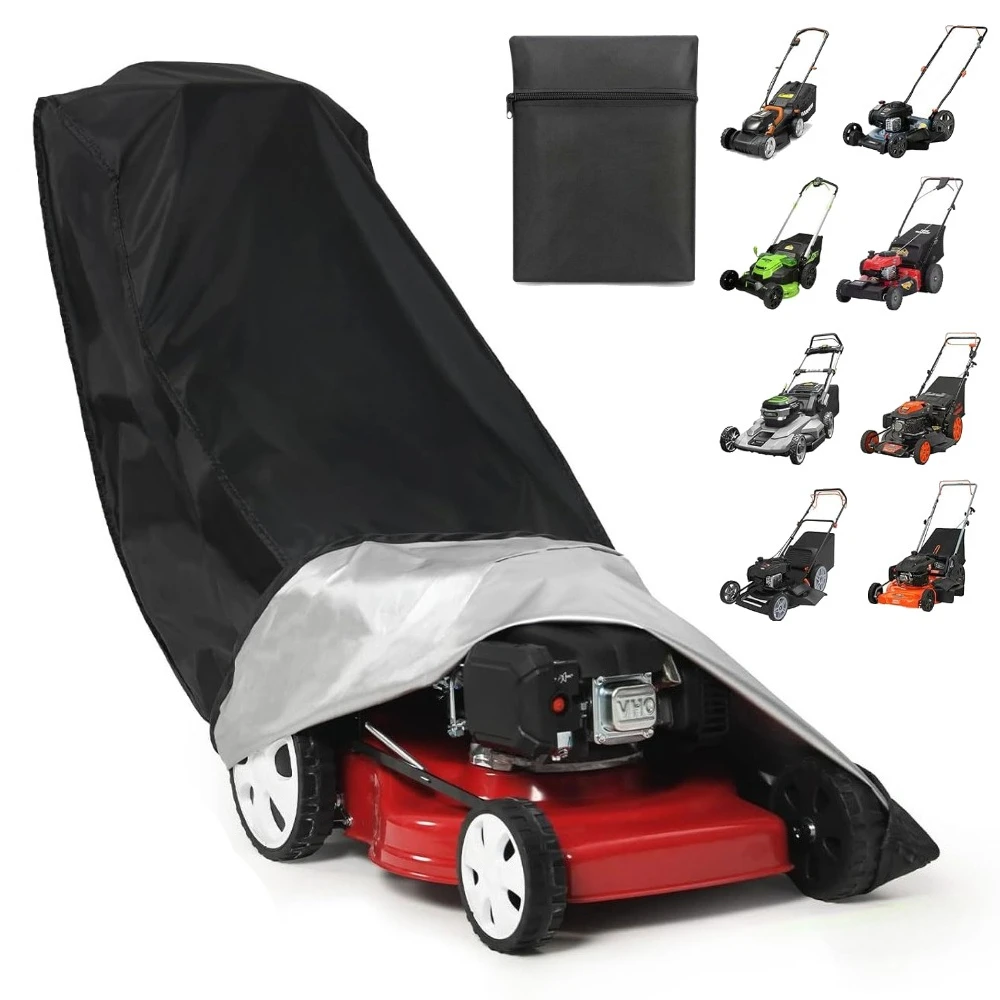 Outdoors Lawn Mower Cover Heavy Duty Waterproof Polyester Oxford Protection Push Mower Cover with Drawstring and Storage Bag