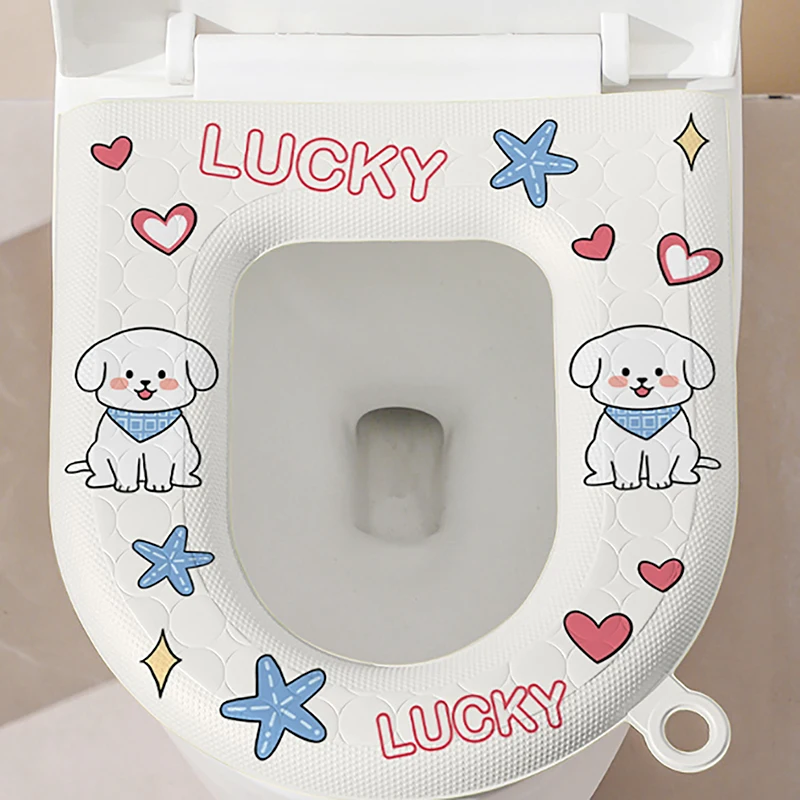 Cute Print Design Toilet Seat Cover Thickened Eva Toilet Seat Soft Durable Cartoon Pattern Toilet Seat For Bathroom For Toilet