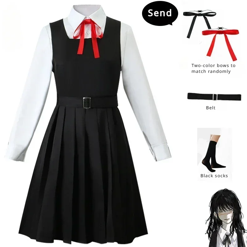 Anime Chainsawing Man Cosplay Mitaka Asa Costumes Dress Black Red Tie Women JK Uniform Halloween Christmas Party Cosplay Dresses view 4
