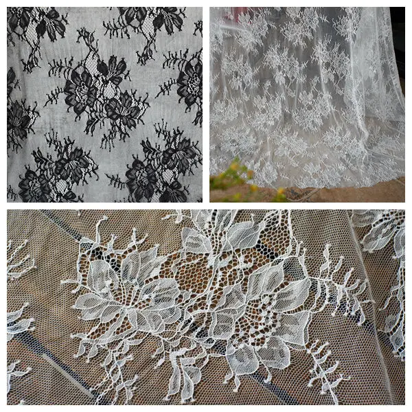 

5 Meters Wide Soft Skin-friendly Non-stretch Lace Fabric Net Embroidered DIY Clothing Wedding Dr Curtain Fabric Art