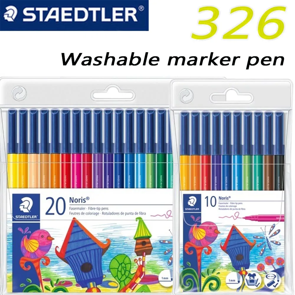 

10/20 цветов/набор, моющийся цветной маркер STAEDTLER, 326, набор канцелярских маркеров для рисования, художественная живопись, школьные принадлежности