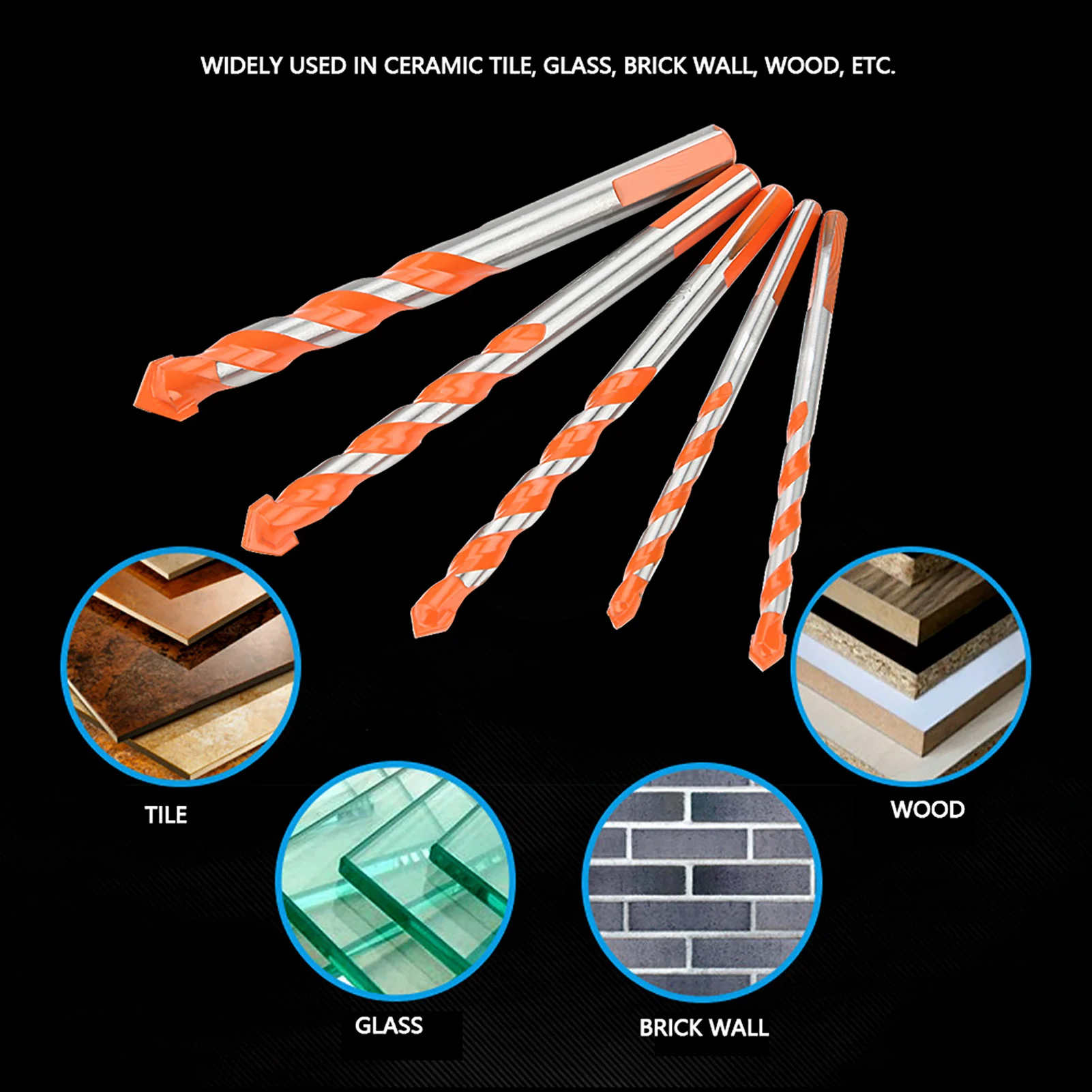 

ZK20 5 шт. многофункциональные сверла из сплава с треугольной ручкой диаметром лезвия 6-12 мм для электрической дрели