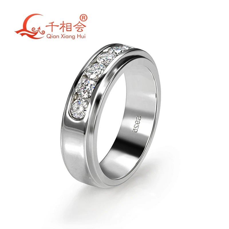 Imagem -05 - Moissanite Branco Meio Meia Banda Anel para Homens e Mulheres Jóias de Hip Hop Estilo Luxuoso Presente para Casamento Casal mm Prata S925