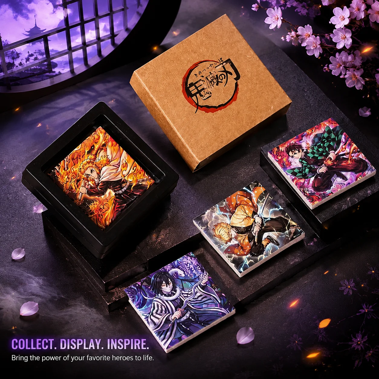 Home Decor Collection - แม่เหล็กติดตู้เย็นเซรามิก 3D ลายอนิเมะดาบพิฆาตอสูร ของตกแต่งแม่เหล็กน่ารัก ของตกแต่งบ้าน คุณภาพสูง