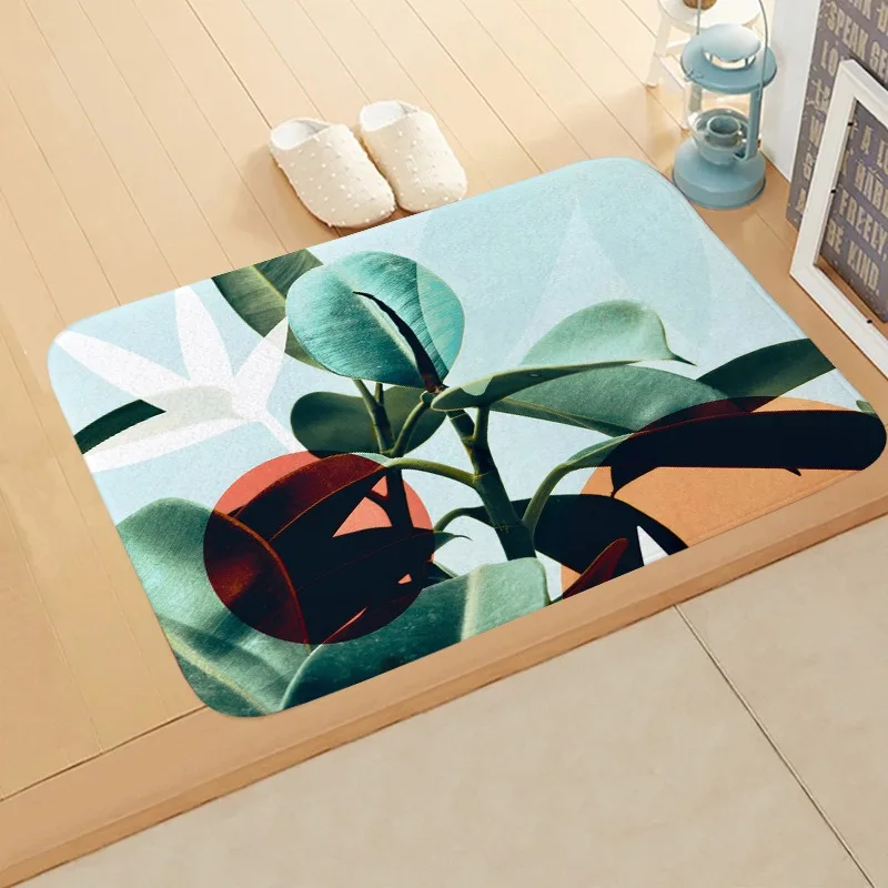 Tropical plant pattern floor mats living room entrance door mats home decoration c bathroom absorbent carpet