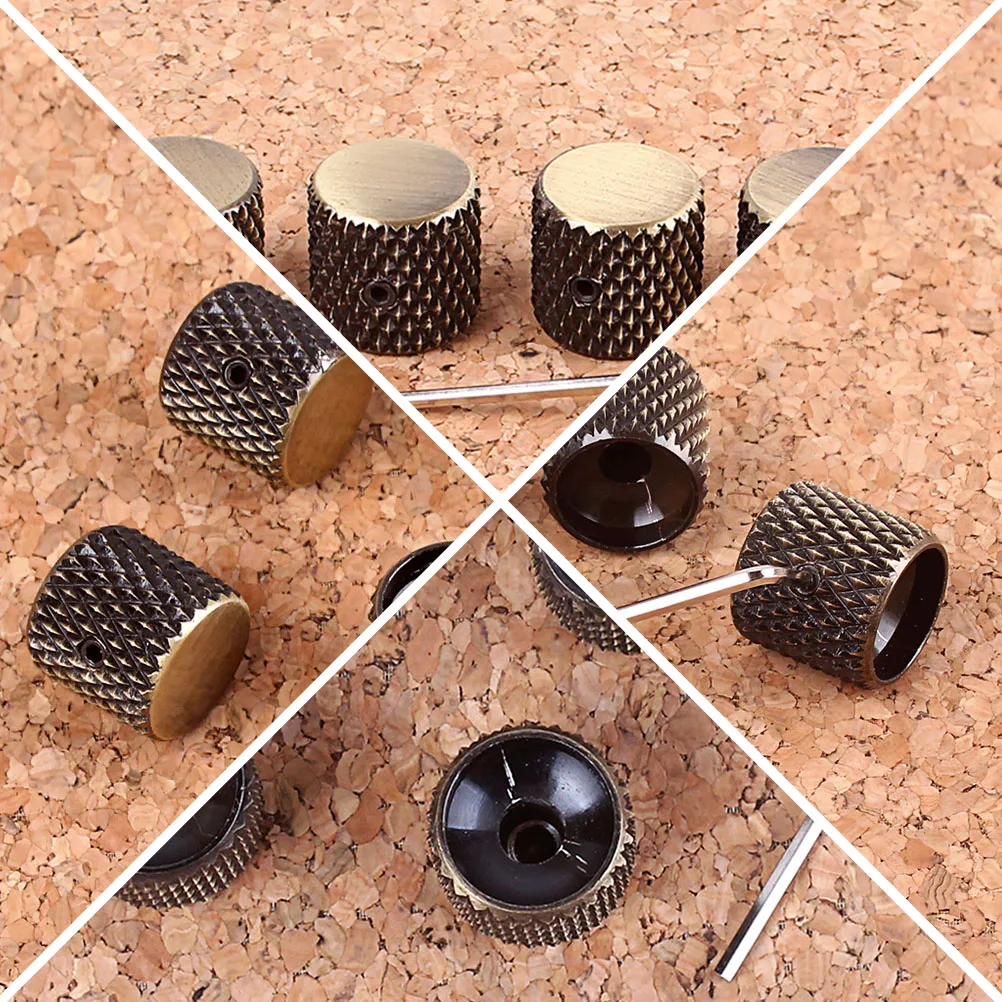 

4 Pcs Aluminum Alloy Knob Bass Control Potentiometer Tone Volume Metal for Guitar