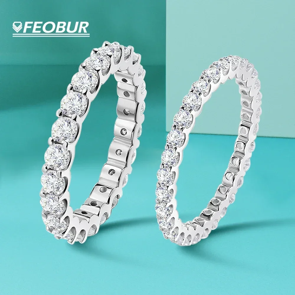 2/3mm All Moissanite Rings for Women Man Engagement Wedding Eternity Band 925 Sterling Silver Plated 18k Gold Ring Jewelry GRA