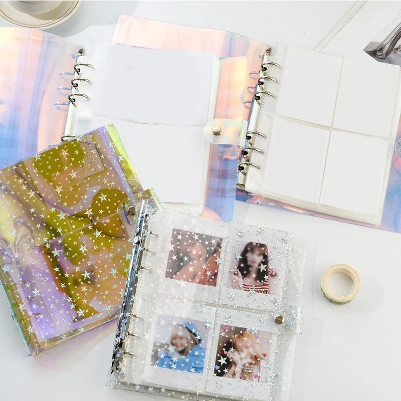 100/200 Pockets Laser Photo Album PVC Photocard Binder Card Holder Jelly Color Star Album for Mini Instax Name Card 3/5inch